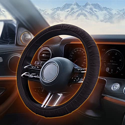 thumbnail image 2 of Zone Tech Plush Faux Sheepskin Heated Steering Wheel Cover – 12V, Black, Warm & Cozy (WC0035) 2 of 4
