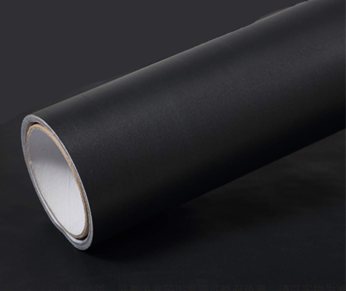Self Adhesive Matte Textured Wallpaper Peel Stick Vinyl Film Furniture Paper Walls Doors Windows Decorative Sticker,40cm by 250cm (Black)