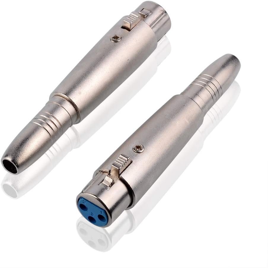 S SIENOC Nickel Plating 6.35mm (F) to XLR (F) Adapter, 6,35mm Female to XLR Female Connector Metal Silver (6,35mm (F) - XLR (F), 2 Piece)
