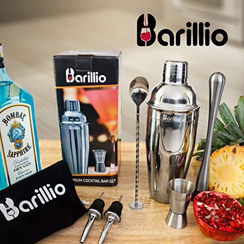 Barillio Elite Cocktail-Shaker-Set, Barkeeper-Set, Martini-Mixer, Stößel, Rührlöffel, Messbecher, 2 Ausgießer… – Bild 4