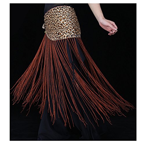 Belly Dance Exotic Tribal Fringe Belt , Belly Dance Hip Skirt, Tassel Dancing Scarf (Leopard)