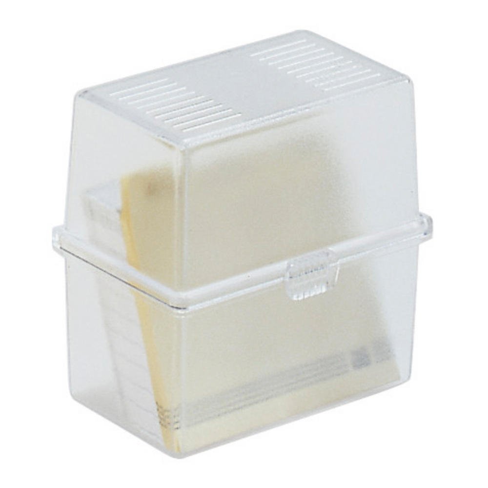 Exacompta - Ref 50631D - Office Memo-Box - 49 x 88 x 77mm in Size, Suitable for A8 Business Cards, Snap Lock Closure, 100 x A8 Business Cards & Index Supplied - Clear