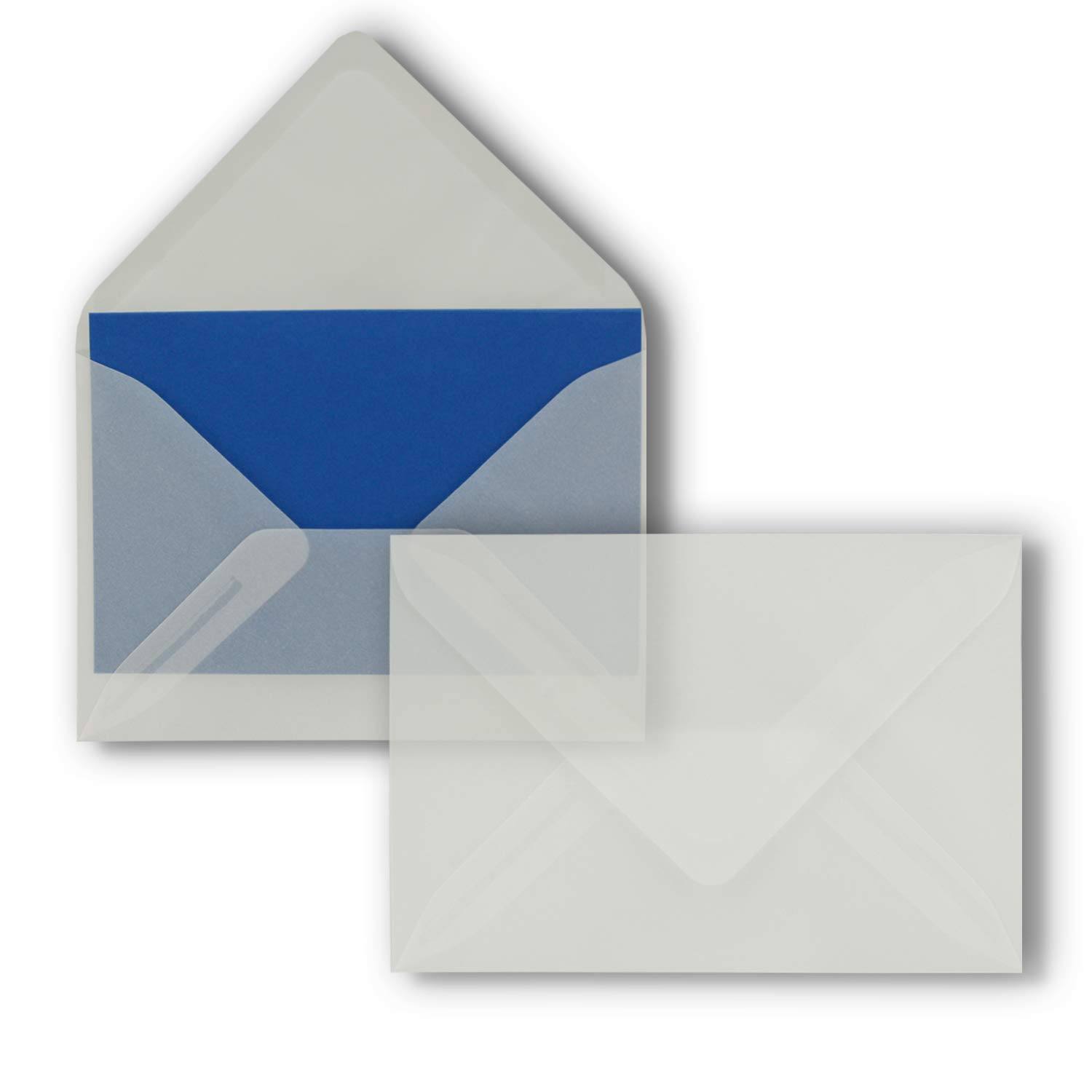 75x envelopes B6-17.5 x 12.5 cm - Transparent - wet glue with pointed flap - 92 g m² - for weddings, greeting cards, invitations