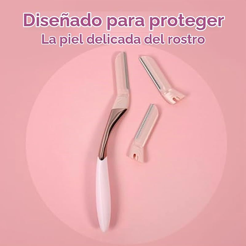 Intuition Dermaglow Razor para dermaplaning, ideal para esfoliar, modelar sobrancelhas, aparar e depilar pelos faciais, cor cor-de-rosa, 1 cabo e 2 recargas