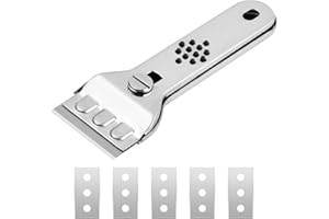 Kioiner Stainless Steel Hob Scraper, Glass&Ceramic Hob Scraper with 5 Pcs Replacement Blades, Cleaning Scraper for Cleaning S