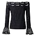 Creazrise Women's Shirt, Women Strapless Lace Long Sleeve Blouse Ladies Fashion Loose Solid Color Shirt
