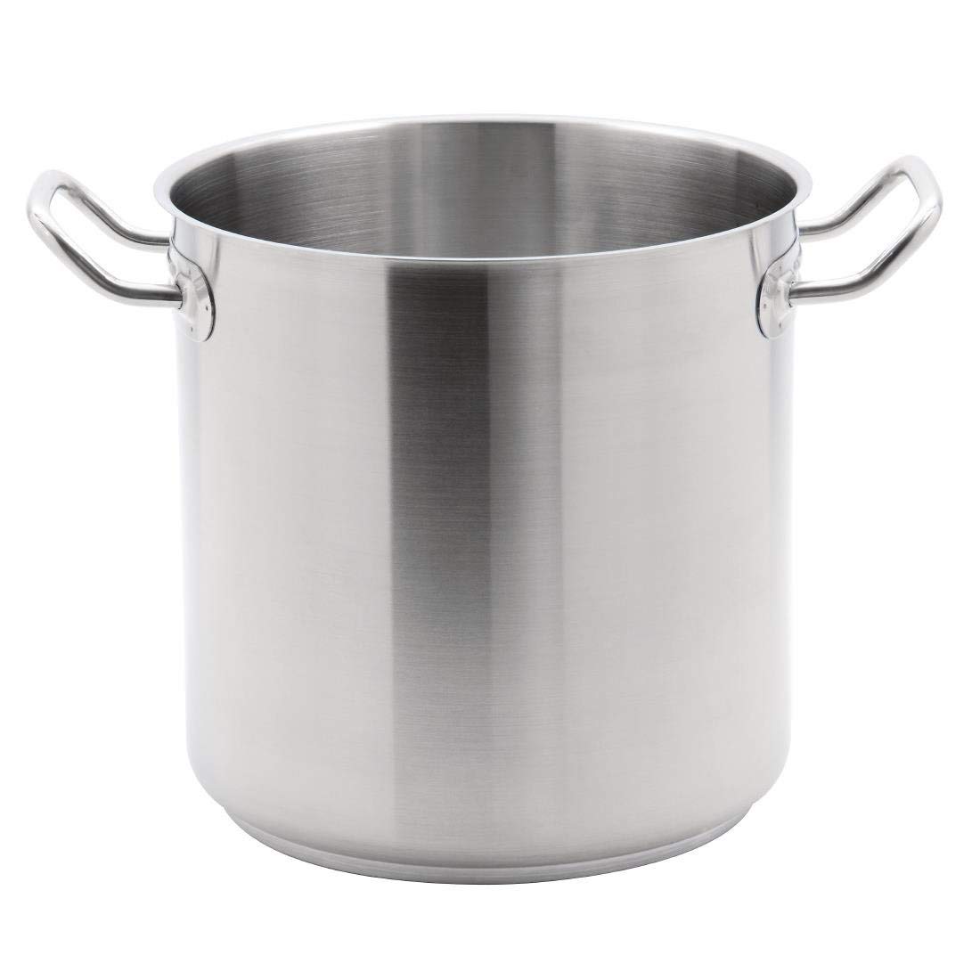Vogue Deep Stockpot 240X240mm 10.5Ltr Stainless Steel Saucepan Cookware, Silver