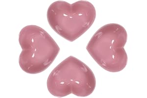 WAIT FLY Sweet Heart-Shaped Ceramic Bowl Set of 4, 5.4 Oz Capacity, Microwave & Dishwasher Safe, Valentine's Day Dessert Bowl