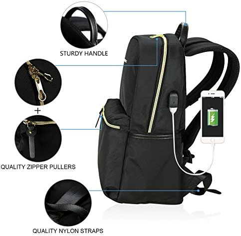 KROSER Laptop Backpack 15.6 Inch Upgraded Fashion School Backpack Water-Repellent Cumpter Backpack Laptop Bag Nylon Casual Daypack with USB Charging Port for Travel/Business/College/Women/Men-Black 3 KROSER Laptop Backpack 15.6 Inch Upgraded Fashion School Backpack Water-Repellent Cumpter Backpack Laptop Bag Nylon Casual Daypack with USB Charging Port for Travel/Business/College/Women/Men-Black