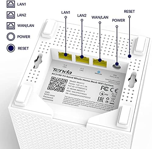 Nova MW12 Mesh WLAN System - AC2100 Tri-Band WLAN Mesh System - empfohlen für Häuser mit 3-4 Schlafzimmern - 9X Gigabit Port - Ersetzt Router & Repeater - APP Steuerung - 3er Pack