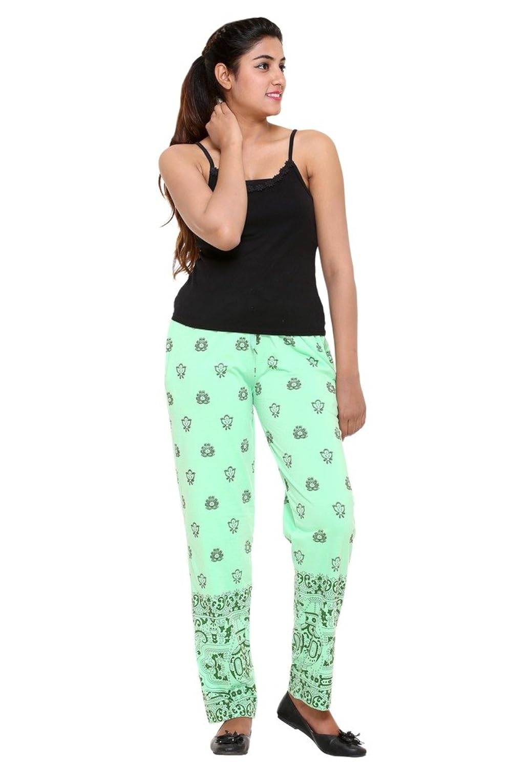 women's cotton blended printed lounge wear - track pants