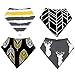 MKONY Baby Bandana Drool Bibs with 2 Snaps,Gold & Gray Set,4-Pack Soft Absorbent Cotton, Cute Baby Gift for Boys & Girls