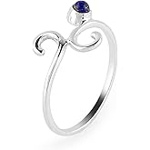 ARTISANJEWELS 925 Sterling Silver Boho Ring, Natural Gemstones Stones, Solitaire Handmade Hypoallergenic Jewellery for Women, Birthday Healing Crystals Statement Rings, Christmas Gift