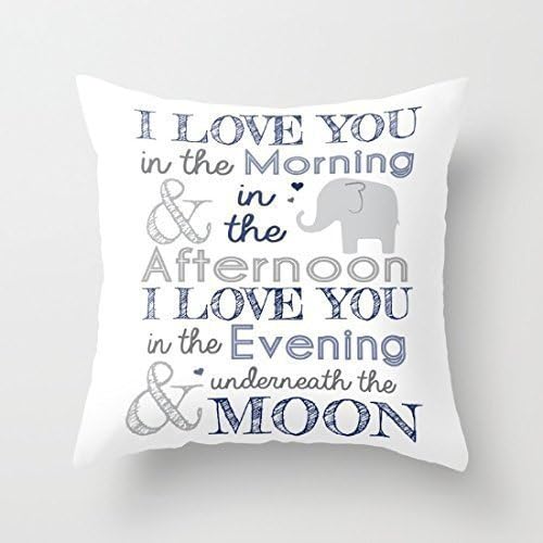 SIXSTARS Decorative Pillow Case Elephant Nursery Print Cushion Cover 16" x 16"