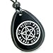 BestAmulets Amulet Magical Pentacle Runic Star Powerful Defense Black Agate Pendant Necklace
