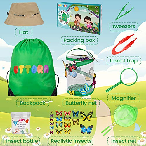 UTTORA Draussen Forscherset Spielzeug,Outdoor Explorer Set für Kinder mit Zusammenklappbarer Schmetterlingslebensraum,Schmetterlings Kit Kinder Outdoor Bildungs Kit (27 PCS)