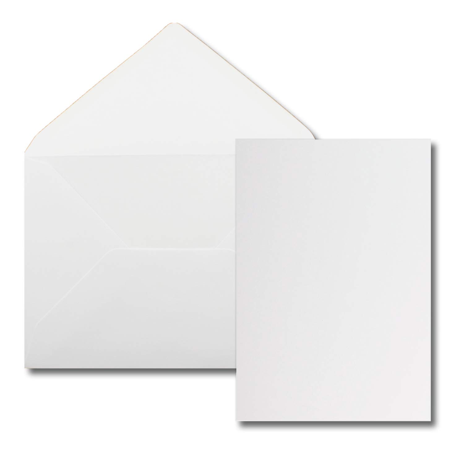 Set of 25 Cards with Envelopes - DIN A5 Single Cards, Bright White, 14.8 x 21 cm with DIN C5 Envelopes, Bright White, 15.4 x 22 cm - Wet Adhesive