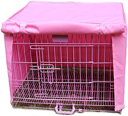 Pet Crate Kennel Cover, Indoor/Outdoor Polyester Windproof and Waterproof Dog Cat House Cage Cover (L, Pink)