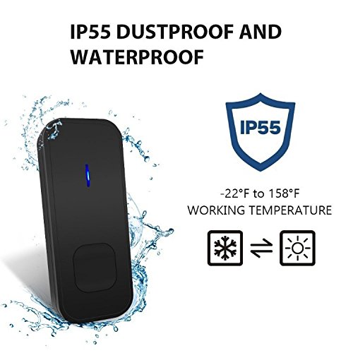 Wireless Doorbell, Kesouli Waterproof Wireless Doorbell Door Chime Kit, 2 Wall Plug-in Receivers and 1 Push Button at 1000-feet Range, 55 Chimes with LED Flash
