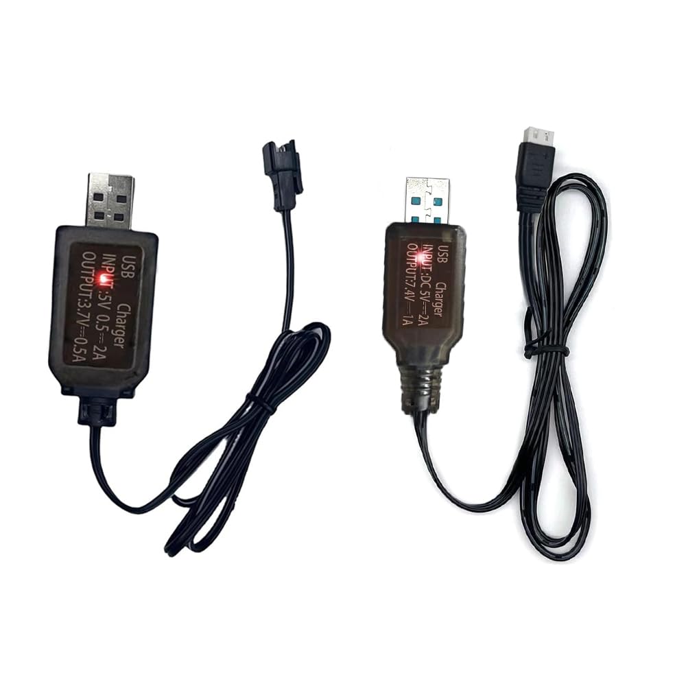 Photo 1 of 2-in-1 USB 3.7V SM-2P 7.4V XH-3P USB Charger Cables. Suitable for All Kinds of RC Cars, RC Trucks, RC Vehicles, Drones, Boats and Gel Jet Toys.