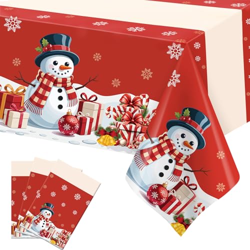 Christmas Tablecloth Disposable Plastic Tablecloth Rectangular 3 Pack 54