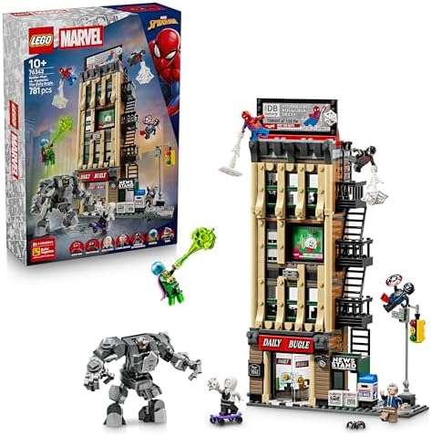 | Marvel Spider-Man vs. Mysterio: Daily Bugle - Superhelden Spielzeug mit Mech Actionfigur und 7 Minifiguren - Kinder Geschenk für Jungen ab 10 Jahren, Mädchen und Fans - 76342