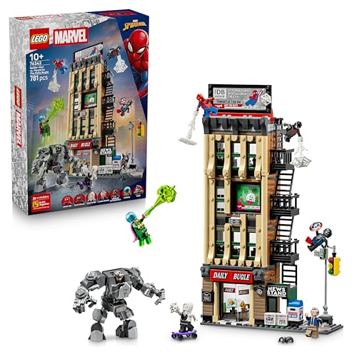 | Marvel Spider-Man vs. Mysterio: Daily Bugle - Superhelden Spielzeug mit Mech Actionfigur und 7 Minifiguren - Kinder Geschenk für Jungen ab 10 Jahren, Mädchen und Fans - 76342