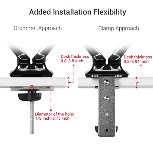Loctek Monitor Mount Desk top Vesa LCD Arm Swivel Heavy Duty for Most of 10-27 inches Curved Panel LED-Lit Computer Screen (Dual Arm D5DH) - Thumbnail 6