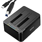 WEme USB C 3.0 to SATA External Hard Drive Dock Docking Station, SSD HDD Disk Duplicator Cloner for Dual Bay 2.5 3.5 Inch SAT