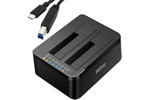 WEme USB C 3.0 to SATA External Hard Drive Dock Docking Station, SSD HDD Disk Duplicator Cloner for Dual Bay 2.5 3.5 Inch SAT