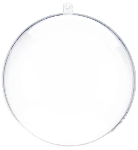 Rayher 39469800 Plastik-Kugeln, 2tlg., 12 cm ø, Set 4 Stück, transparent, mit Aufhängeöse, zum Befüllen, Acrylkugeln zweiteil