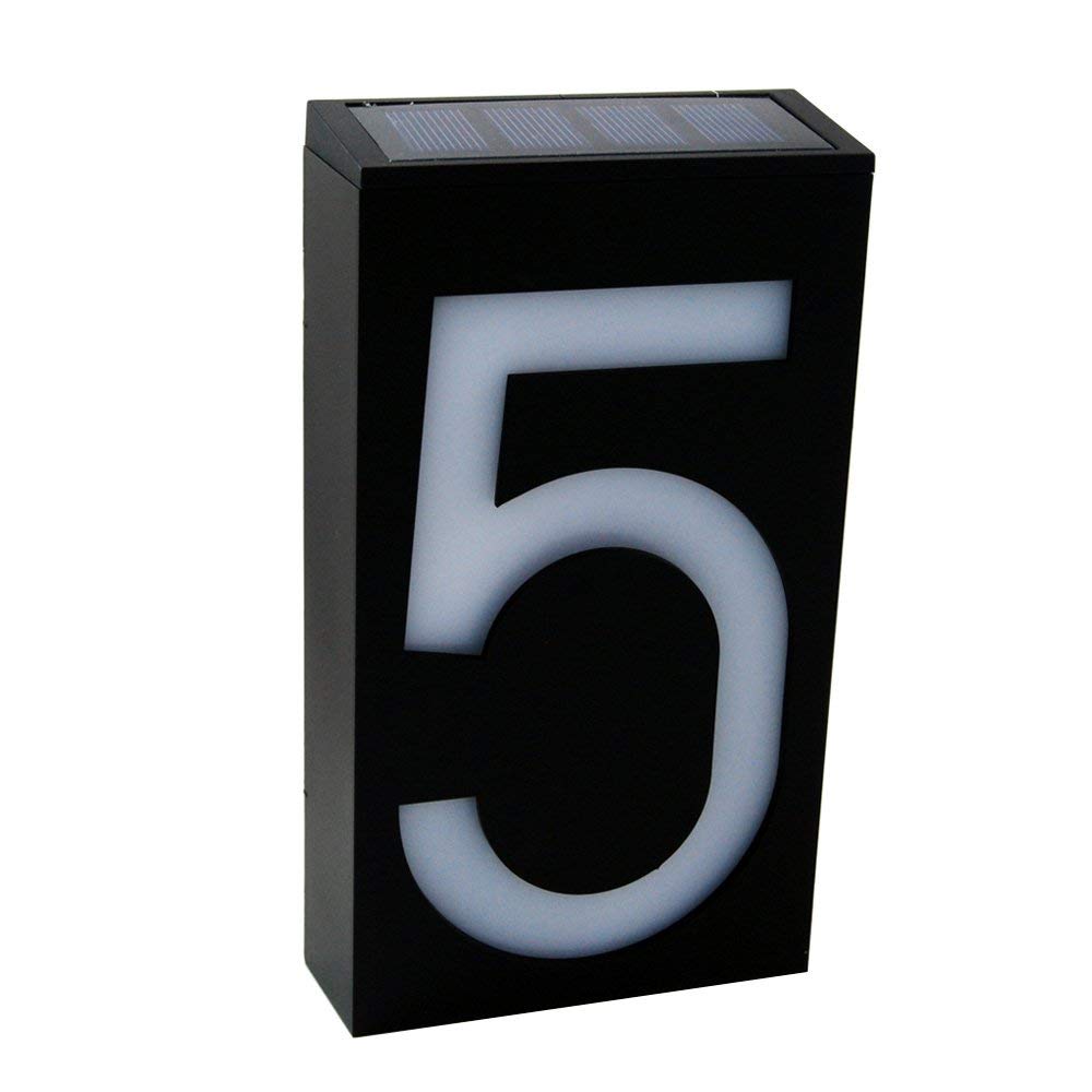 KEEDA Solar Powered Door plate Number Light, Doorplate Lamp Digital House Number Sign Plaque Light (5)