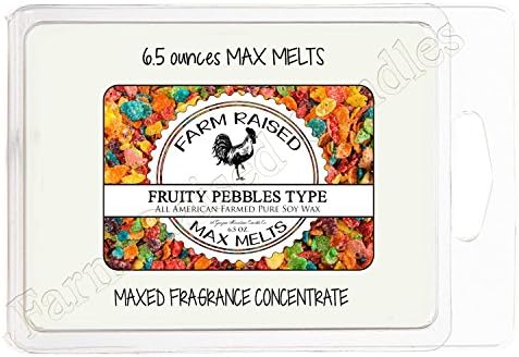 Fruity Pebbles type Scented MAX Wax MELTS 6.5 Ounces Jumbo Sized. Max Fragrance. USA Hand Crafted. Candle Wax Melts Tart. 100% All Natural Farm Raised Candles. Similar to Yankee Candle or Scentsy Bars