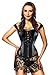 Kimring Women's Steampunk Gothic Faux Leather Bustier Corset with Lace Skirt