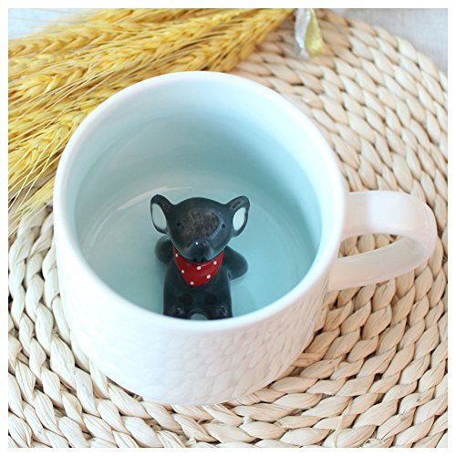 3D Coffee Mug Animal Inside 12 oz with Elephant, Cute Cartoon Handmade Figurine Home Ceramics