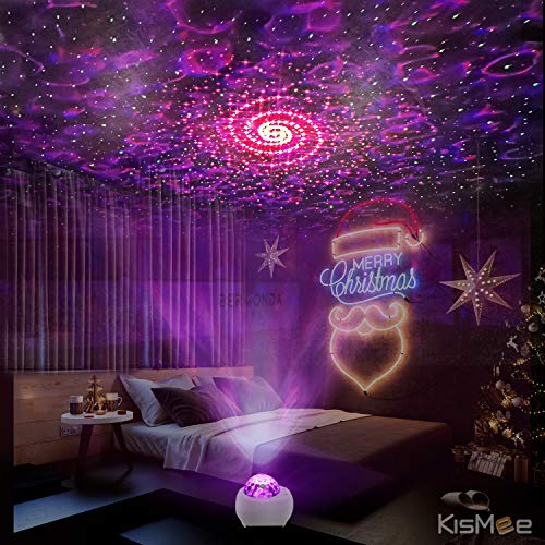 Galaxy Projector Lights KisMee New Version Starry Night Light Projector with Bluetooth Hi-Fi Speaker, Musical Nebula Star Light for Bedroom, Home Theatre, Room Décor, Kids Gift