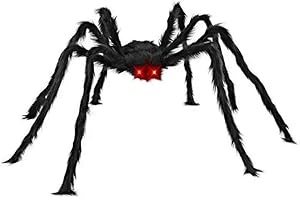 MENETOP Halloween 5feet Spider Halloween Decorations Black Fake Giant Spiders Haunted House Outdoor Wall Decor for Halloween Props (Black Fake Spider)
