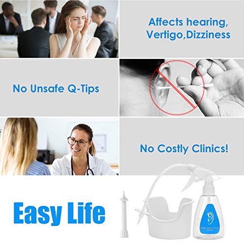 Ear Wax Removal Tool Kit, Ear Cleaner with Washer Bottle, Basin, Syringe, Disposable Tips, Curette Set for Adults and Kids
