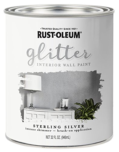 Rust-Oleum 323858 Glitter Interior Wall Paint, Quart, Sterling Silver