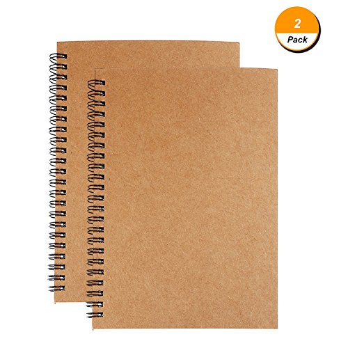 Soft Cover Spiral Journal Notebook (2-Pack), Alloyseed Wirebound Memo Notepads Blank Sketchbook Diary Notebook Planner Unlined Paper, 100 Pages, 50 Sheets (brown) - Thumbnail 7