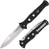 COLD STEEL Counter Point XL 6" AUS10A Serrated Edge Blade 7.125" Griv-Ex Handle Tactical Narrow Blade Folding Knife w/Tri-Ad 