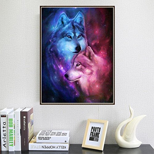 image for Wolf 5D Diamond Painting by Number Kit, Staron DIY Diamond Embroidery 