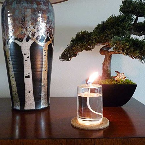 4Inch Refillable Glass Pillar Candle for Use Standalone, in Hurricane
