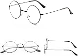 YICHENGTIANXIA Vintage Round Metal Glasses, 2 Pairs, Black & Silver view 4