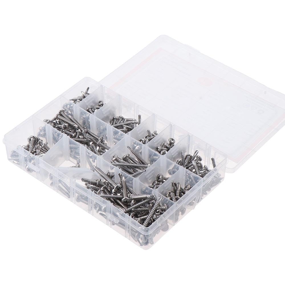 Upluckey Screws Assortment Kit 415Pcs Black Durable #6#8#10 Sheet Metal Screw Modified Truss Head Stainless Steel Self Tapping Screws
