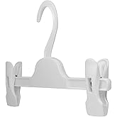 HANGERWORLD Kids Pants Hanger with Adjustable Clips (10 Pack, White) - 11inch Perfectly Sized for Baby, Kids, Child and Teens Pants, Skirts, Slacks and Jeans