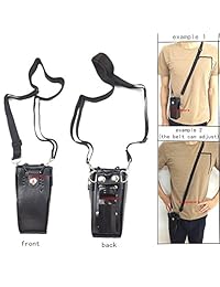 Lsgoodcare Funda con estuche para sujetador de cuero duro negro con correa de hombro ajustable Compatible para Motorola 2 Way Radio HT1250 HT1550 GP320 GP340 GP380 GP338