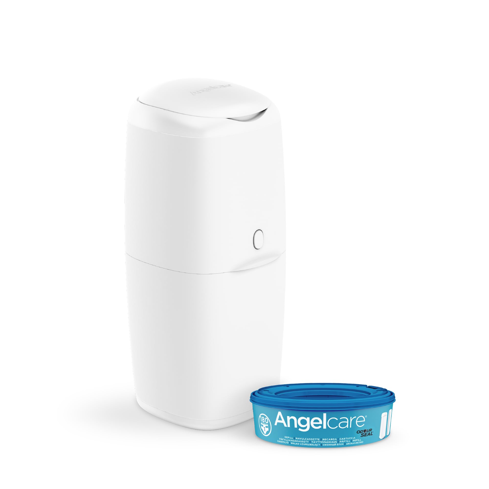 Angelcare Nappy Disposal System, Push & Lock System, No Twist No Fuss, x 1 Round Refill Cassette