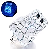 Crack LED USB Quick Charger Station 2A LED Glow Wall Charger Dual USB Power Adapter Travel Home Charger for iPad mini/ iPhone 5,5s,6,6 plus/ Samsung Galaxy S4,S5,S6 - Night light function (blue)