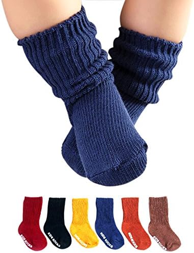 Baby Toddler Non Skid Socks Boys Girls Kids Thick Anti Slip Slipper Stockings 6 Pack 0-2 Years